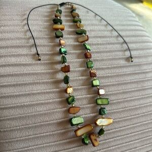 Elegant Green and Brown Beaded Necklace